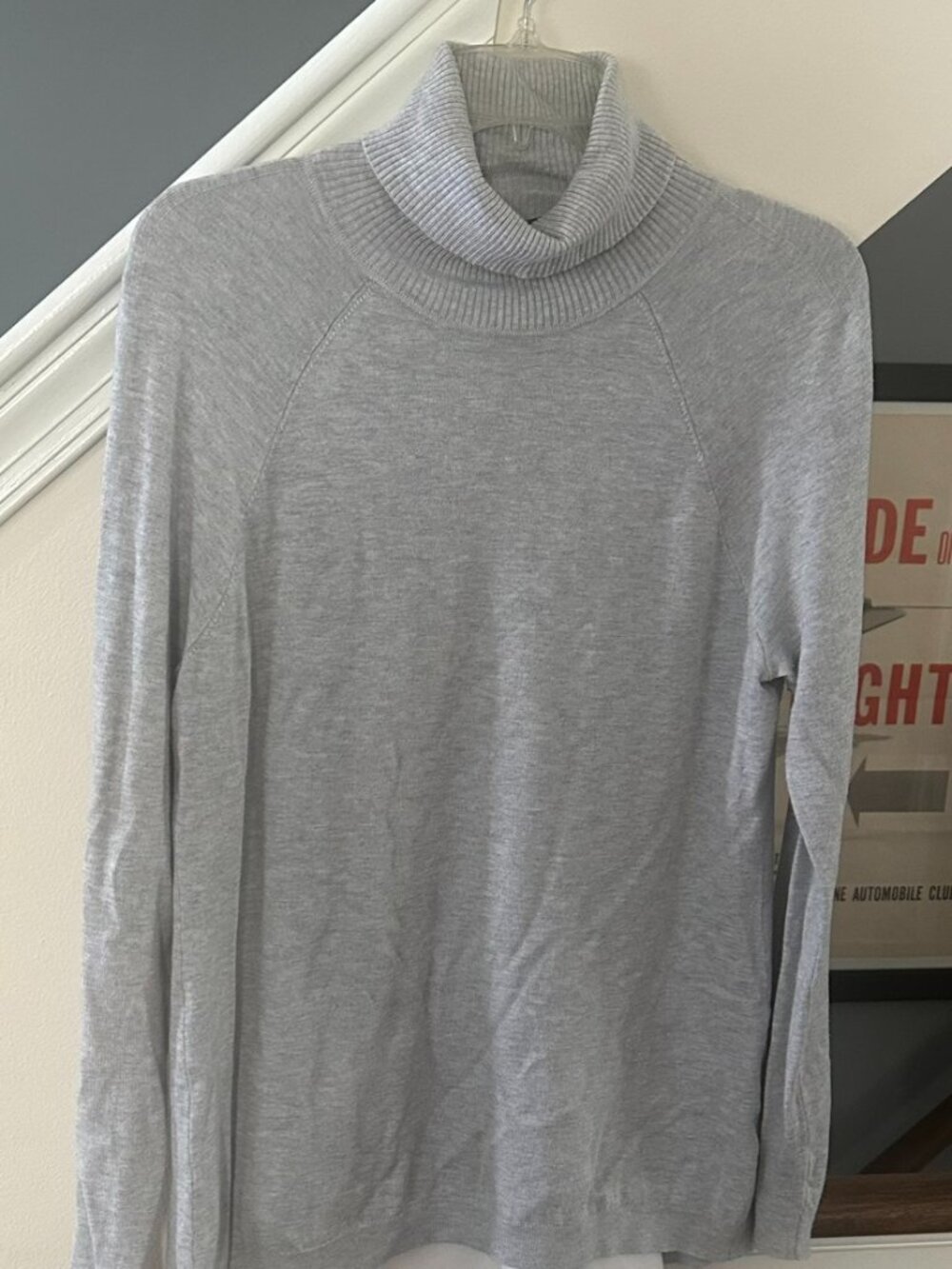WHBM Light Gray Layered‑Back Turtleneck Sweater – Size L